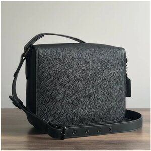 Coach Gotham Messenger Bag 27 Black Pebbled Leather Crossbody C0241 Unisex
